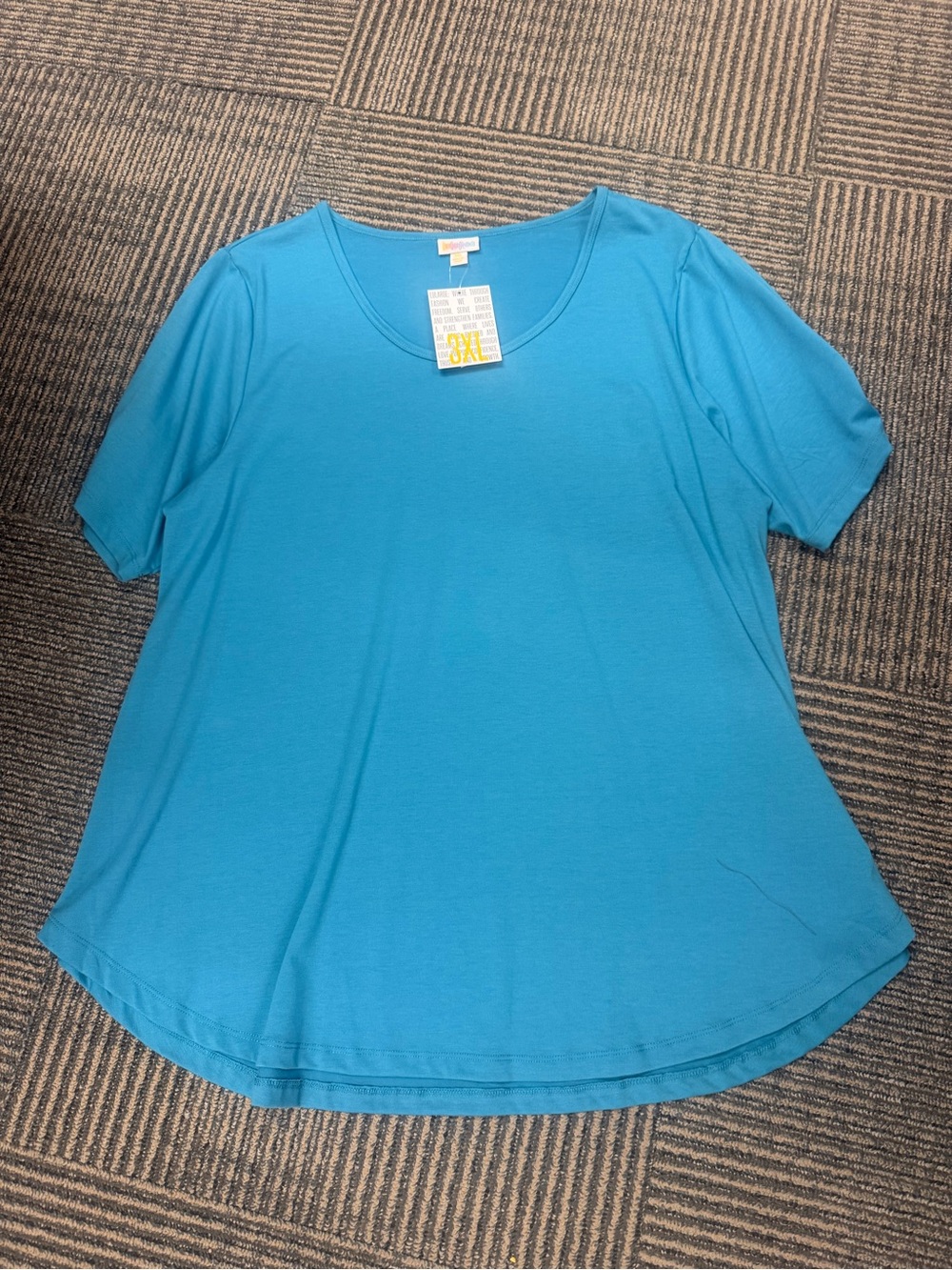 NWT LuLaRoe Morgan Blue Teal Scoop Neck Short Sleeve Tee Sz 3XL